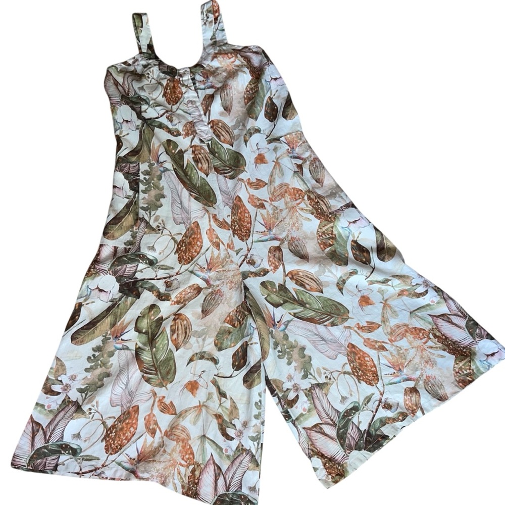 Ahimsa   100% Line Floral Print Jumpsuit
